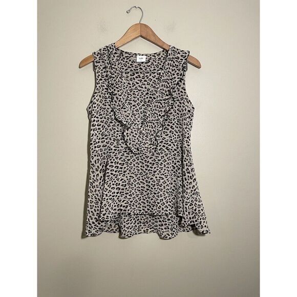 Cabi #3612 Leopard Flutter Ruffle Tank Top Blouse Womens Sz S Sheer Animal Print - Picture 4 of 7